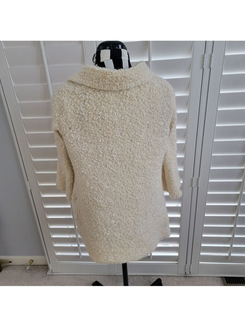 Sleeping on Snow Cream Mohair Blend Toggle Coat – Textured Wool Jacket - Picture 8 of 11